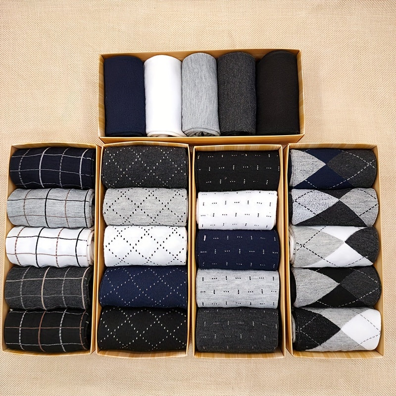 Men's Checked Socks Classic Pattern Cotton Comfort Fit - VibreMode