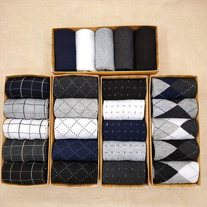 Men's Checked Socks Classic Pattern Cotton Comfort Fit - VibreMode