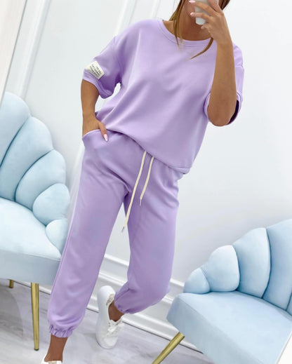Women's Two Piece Short Sleeve Jogger Set