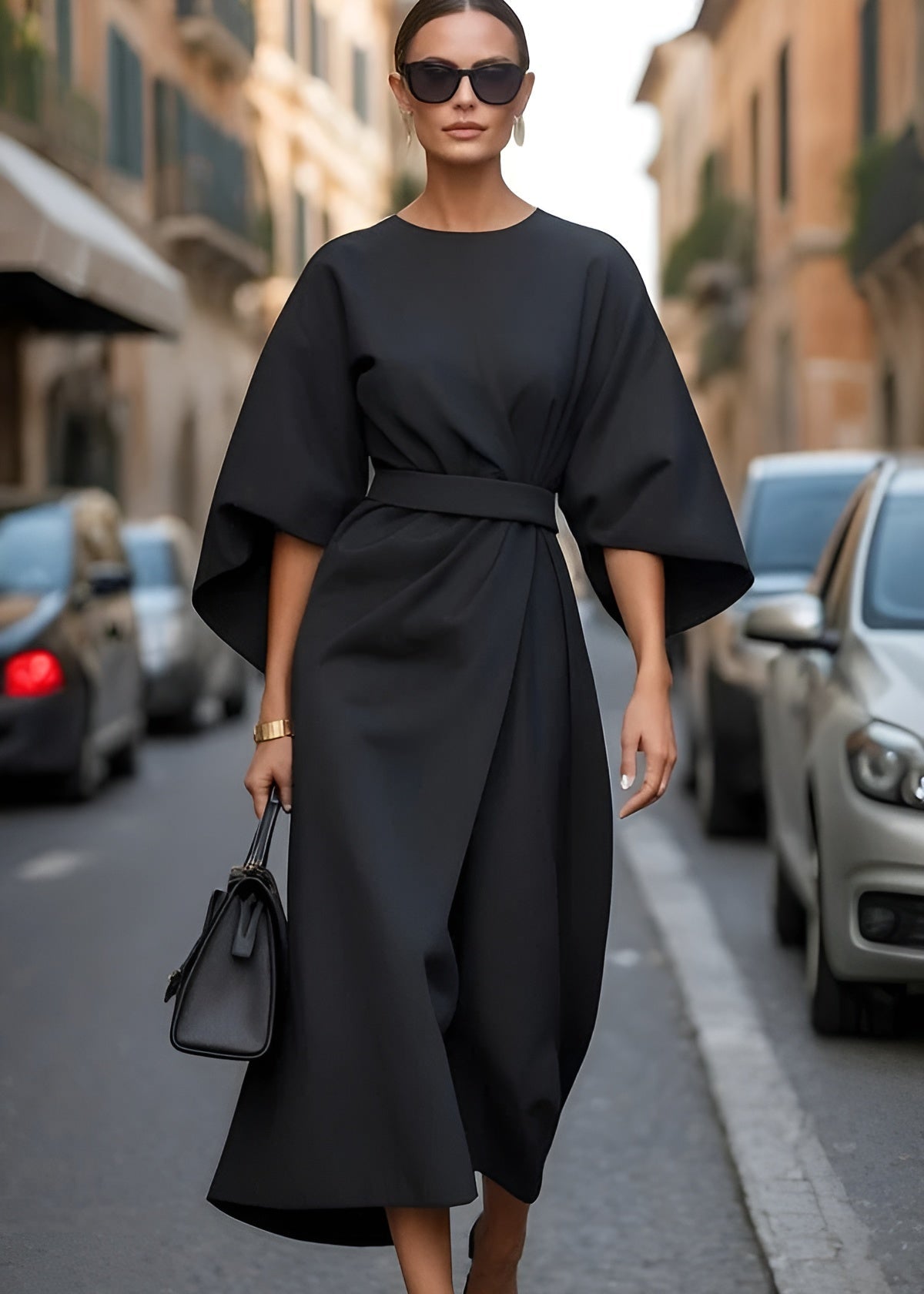 Beautiful Long Maxi Dress with Waist Belt