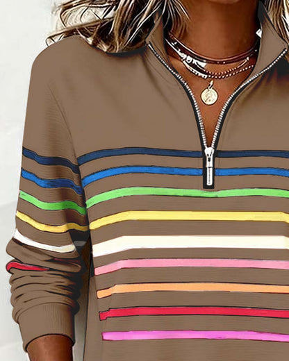 Women's Crew Neck Sweatshirt Ribbed Hem