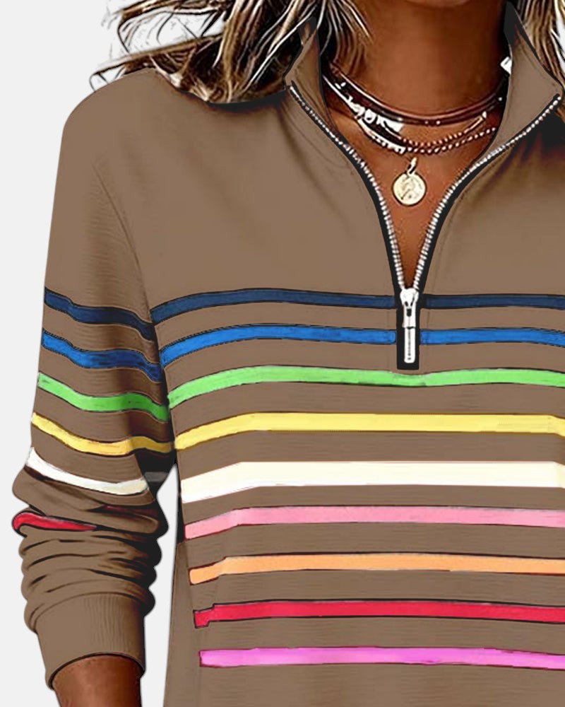 Colorful Multi Stripe Zip Hoodie