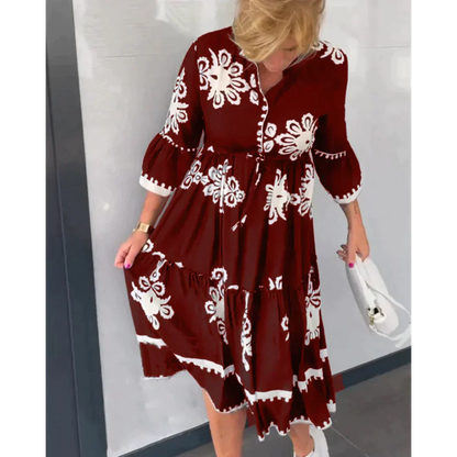 Women's Floral Print Dress Elegant Fit