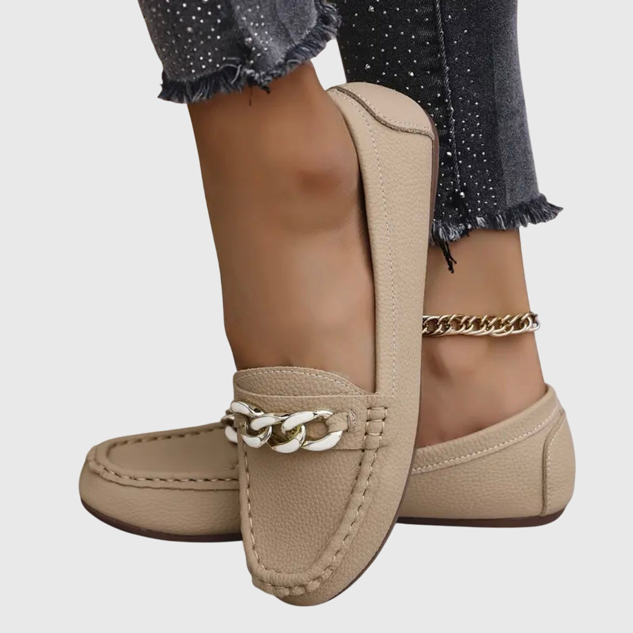 Comfortable Women's Slip On Loafers with Metallic Accent