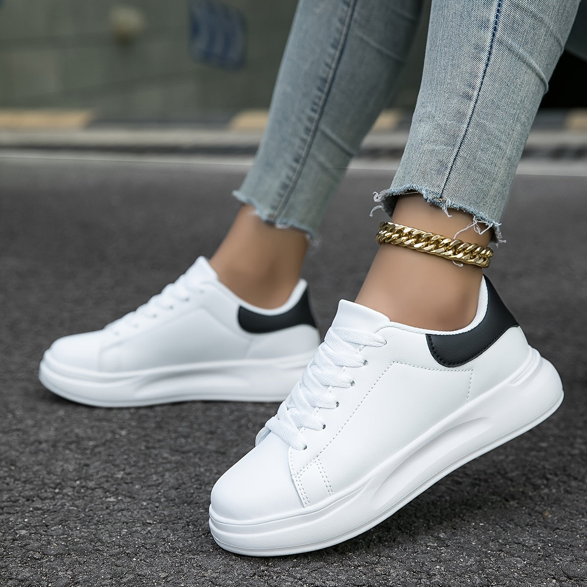 Women's White Leather Sneakers