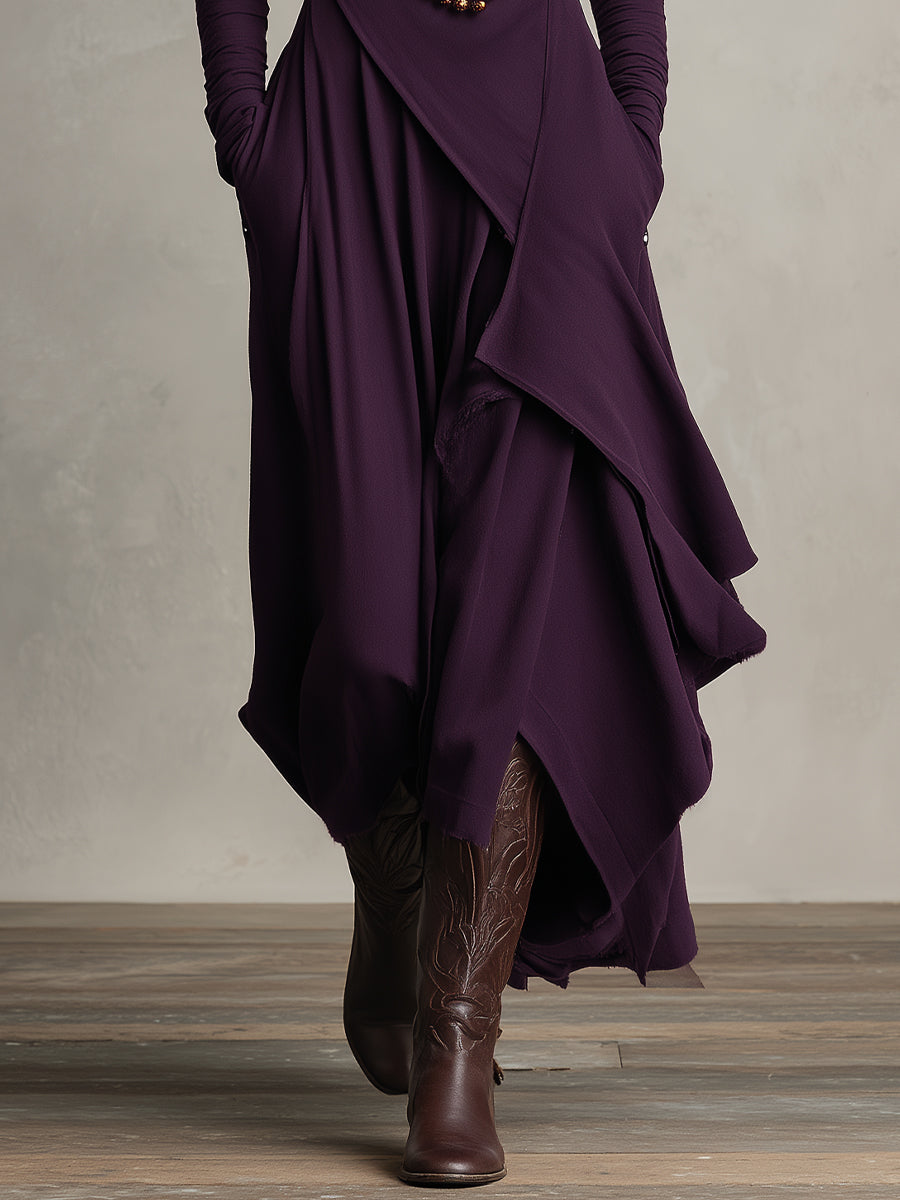 Cozy Crew Neck Knee Length Dress