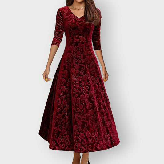 Luxurious Soft Midi Velvet Dress - VibreMode