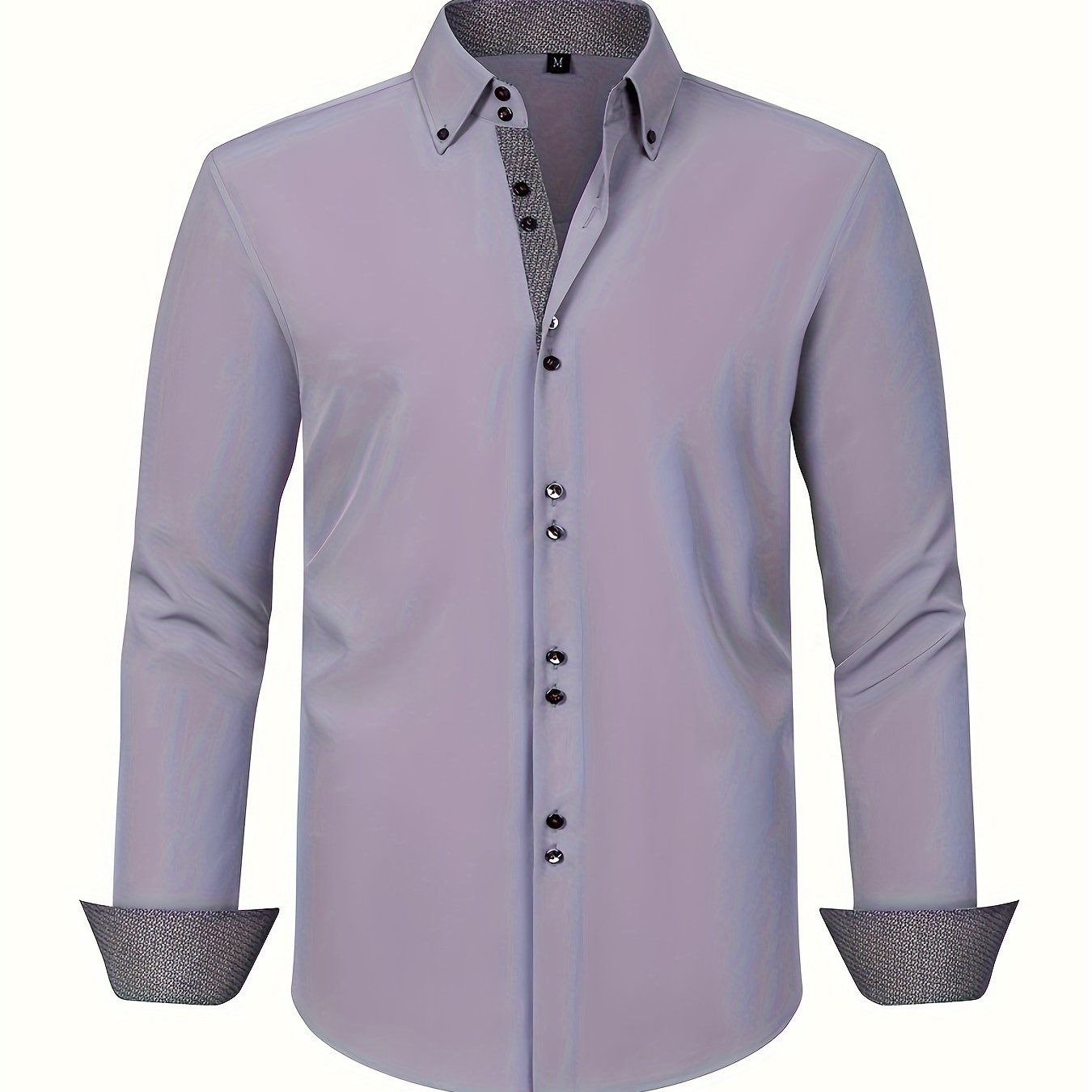 Men's Long Sleeve Button Down Shirt Contrast Trim