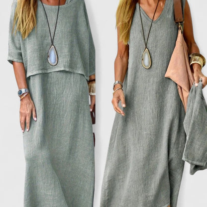Women's 2 Piece Maxi Dress and Casual Top Set