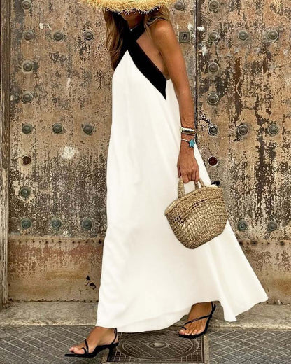 Sleek Strapless Two Tone Formal Dress