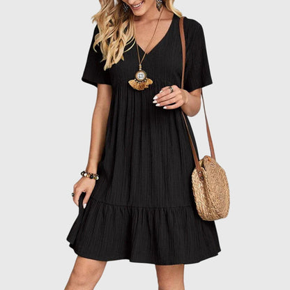 Floral V-Neck Layered Midi Dress For Ladies
