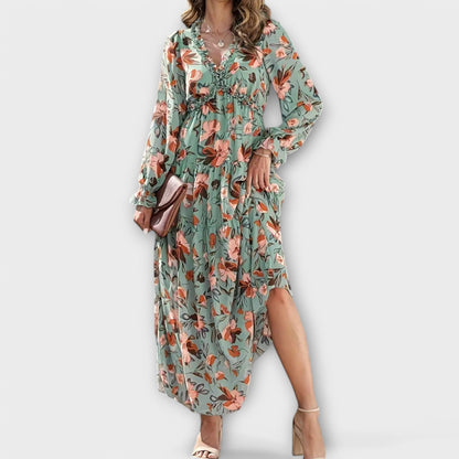 Lovely Floral Long Sleeve Maxi Dress