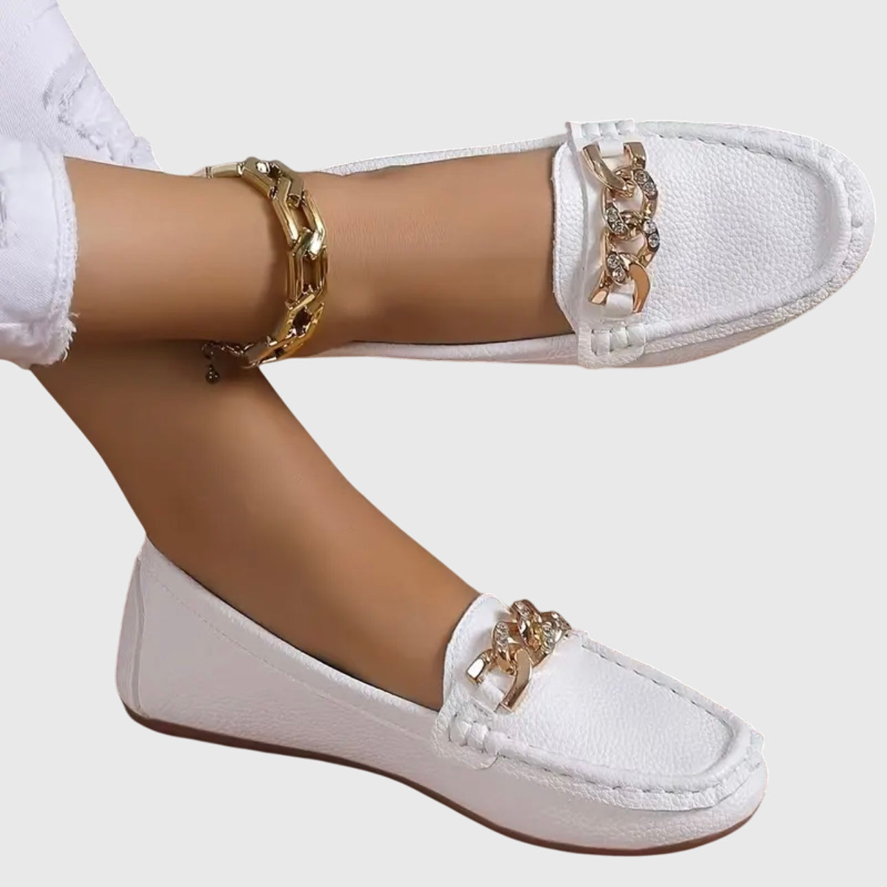 Comfortable Women's Slip On Loafers with Metallic Accent - VibreMode