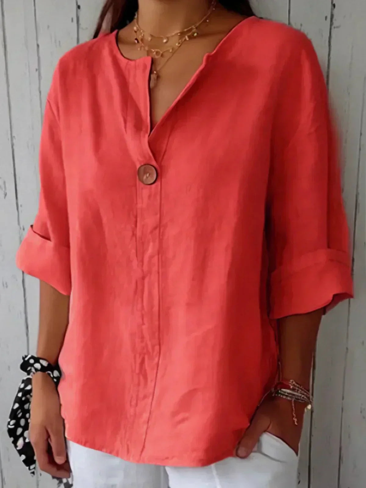 Relaxed Fit V Neck Women's Top