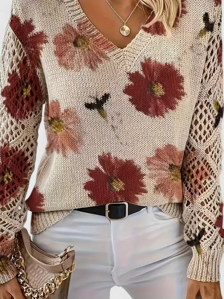 Elegant Women's Floral Pattern Sweater