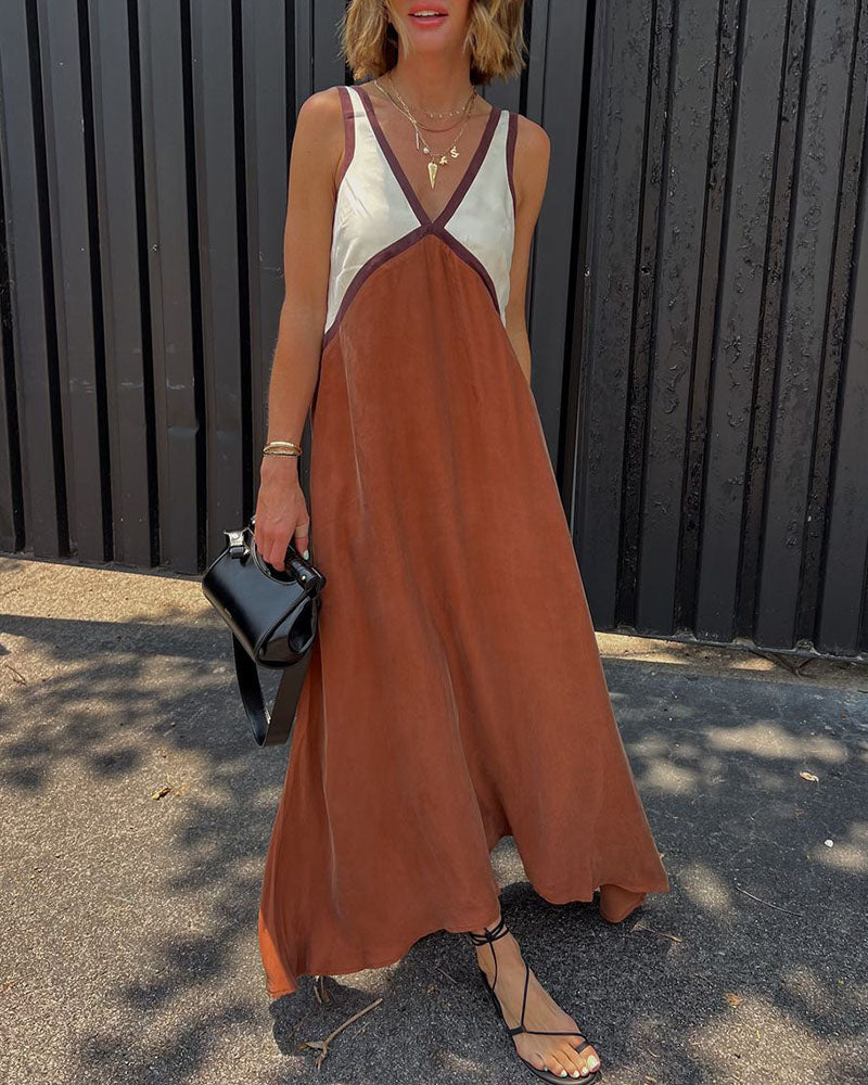 Fashionable Crew Neck Multicolor Dress