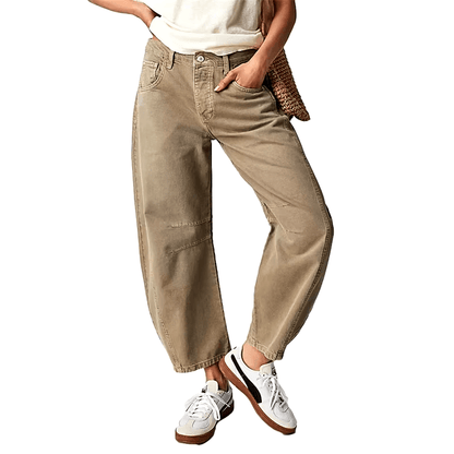 Mid Rise Barrel Leg Denim Jeans