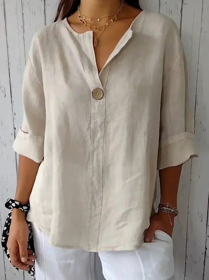 Relaxed Fit V Neck Women's Top - VibreMode