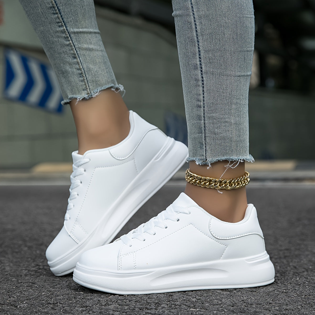 Women's White Leather Sneakers