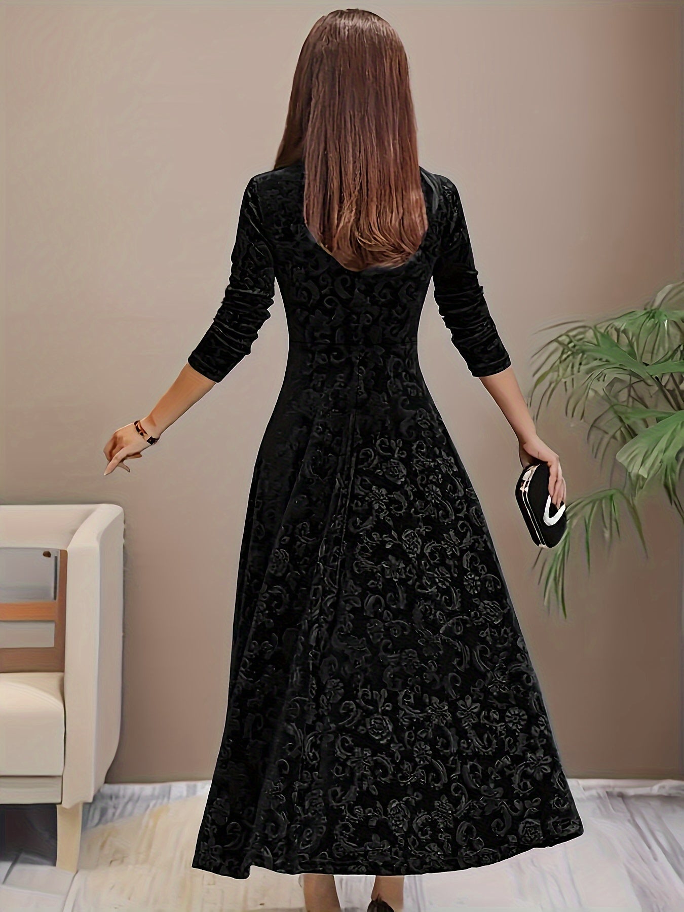 Warm Women's Long Sleeve Winter Maxi Dress
