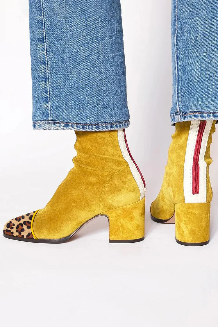 Women's Mid Heel Ankle Boots Sporty Detail - VibreMode