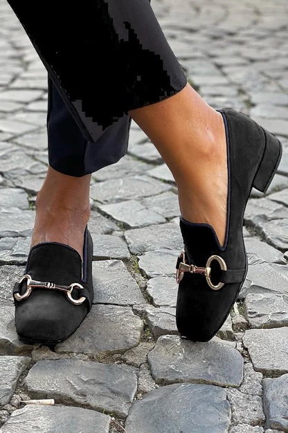 Elegant Slip On Loafers with Metal Accent