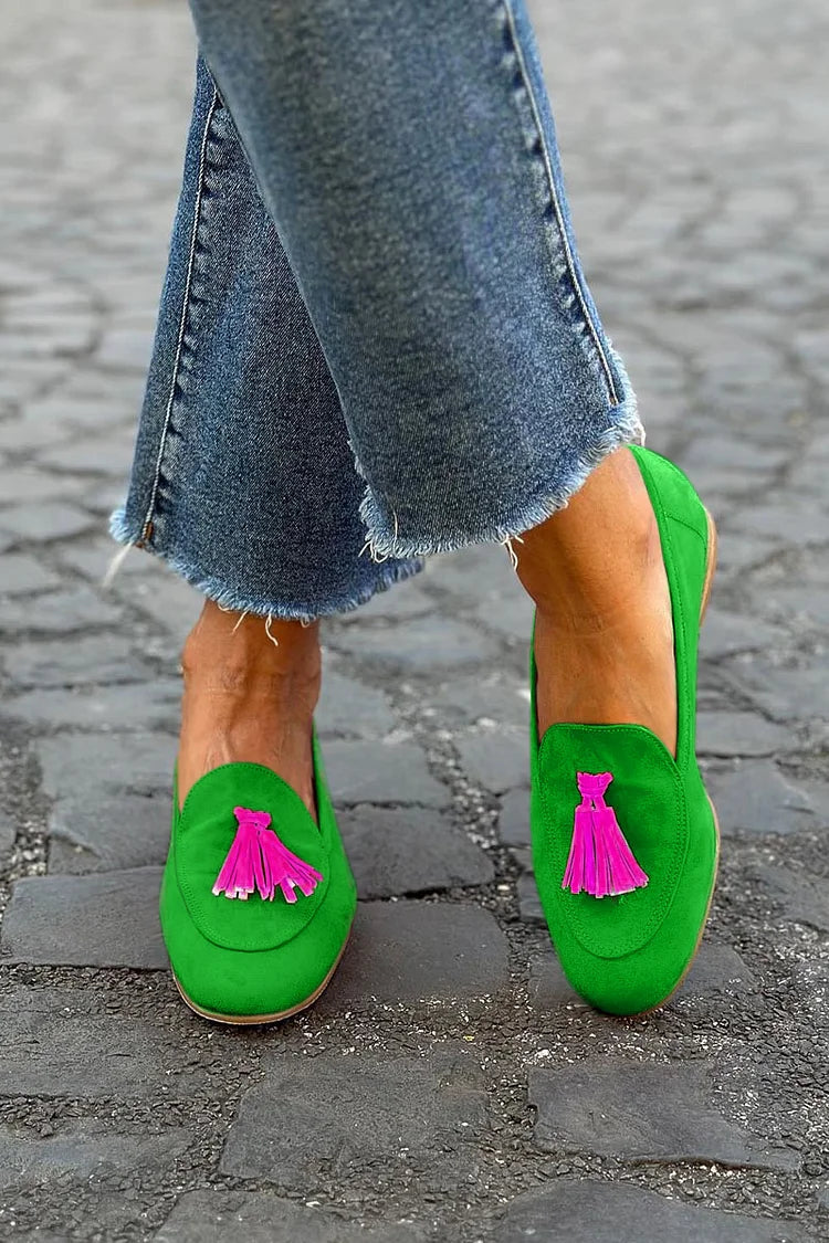 Fashion Tassel Detail Slip On Shoes - VibreMode
