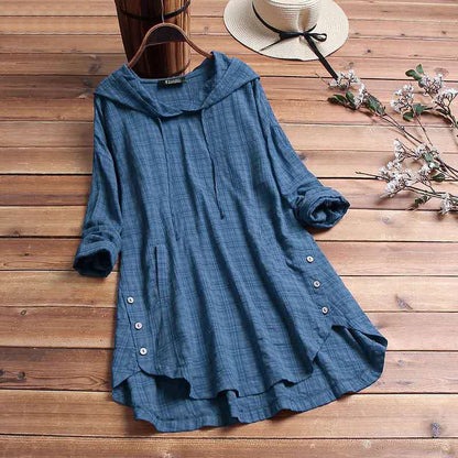 Cozy Plaid Hooded Sweat Dress