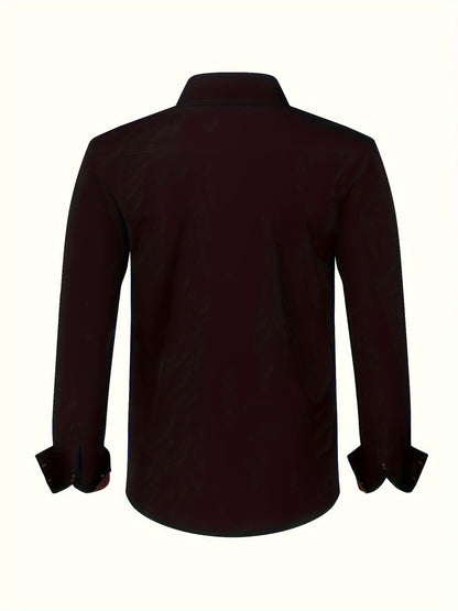 Men's Long Sleeve Button Down Shirt Contrast Trim