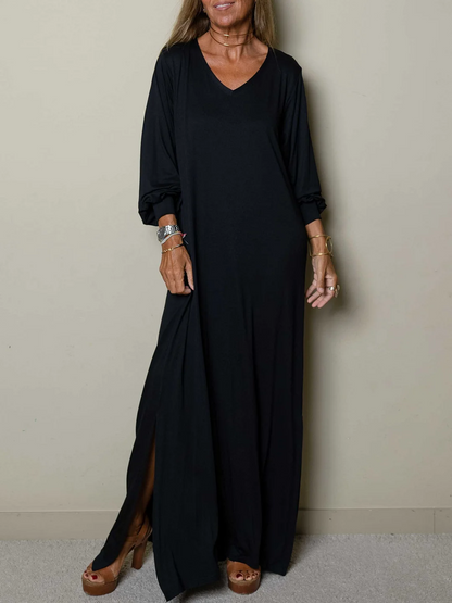 Relaxed Fit V-neck Long Dress