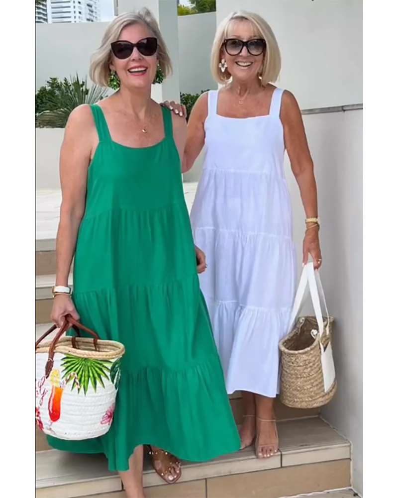 Layered Cotton Strapless Summer Dress