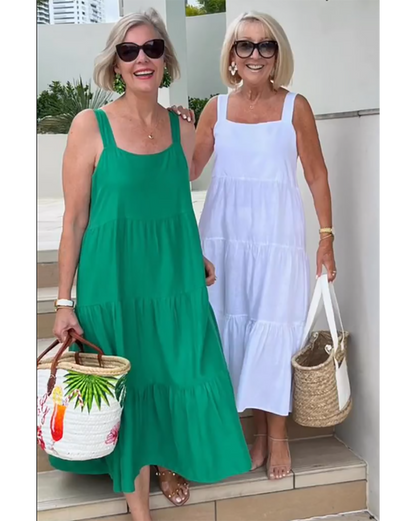 Layered Cotton Strapless Summer Dress