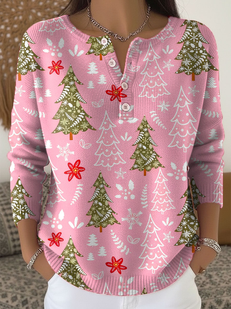 Festive Holiday Sweater with Buttons