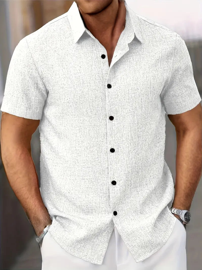Men's Classic Short Sleeve Cotton Shirt - VibreMode