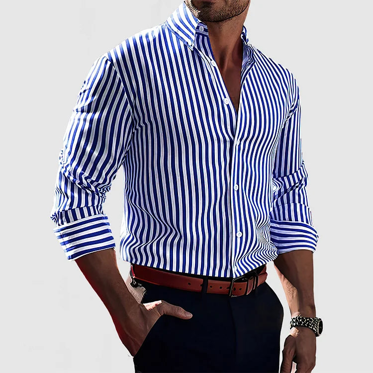 Men's Striped Button Down Shirt - VibreMode