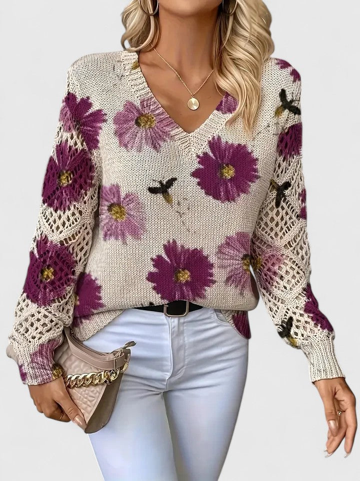 Elegant Women's Floral Pattern Sweater
