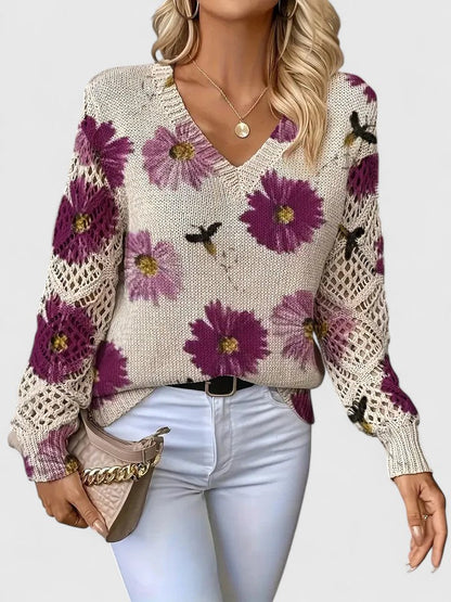 Elegant Women's Floral Pattern Sweater