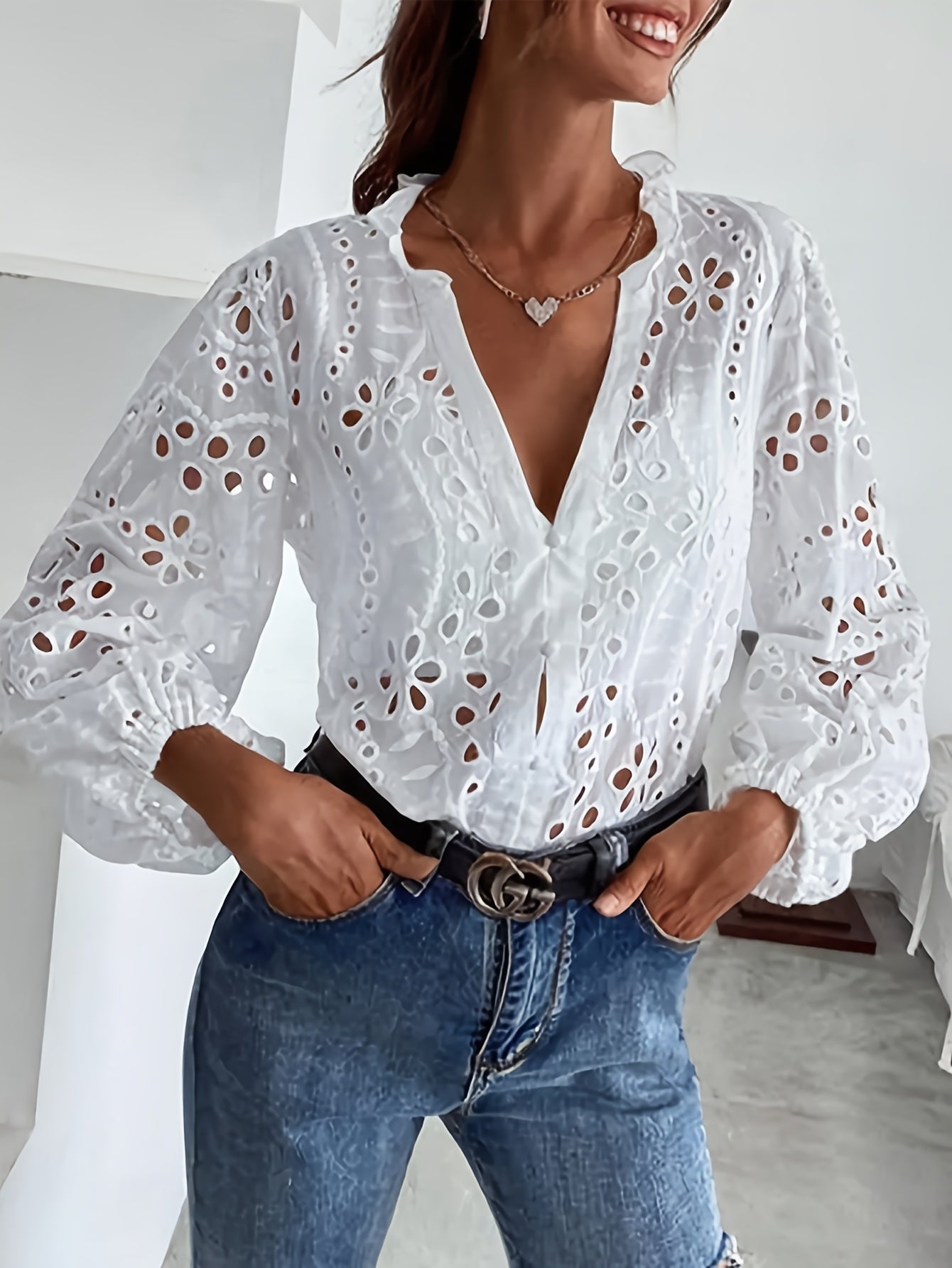 Women's Pretty Floral Button Blouse