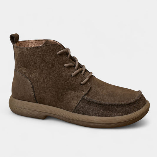 Men's Real Leather Comfort Ankle Boots Wide Fit Lace Up Shoes - VibreMode