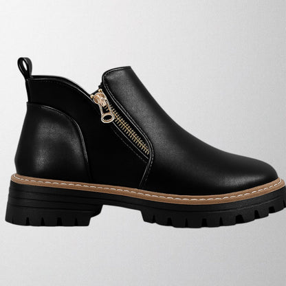 Women's Ankle Boots Rounded Toe Zipper Style - VibreMode