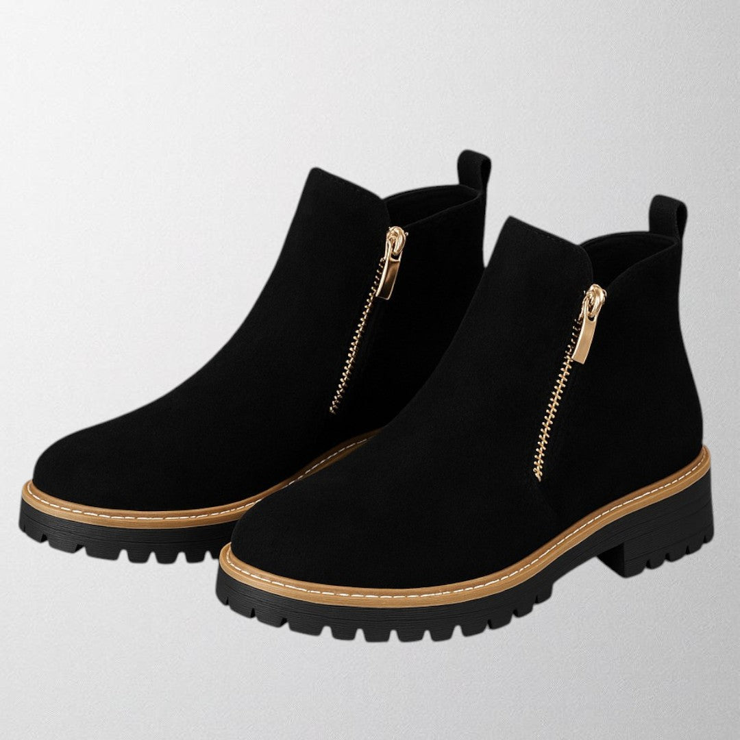 Women's Boots Side Zip Rounded Toe