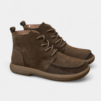 Men's Real Leather Comfort Ankle Boots Wide Fit Lace Up Shoes