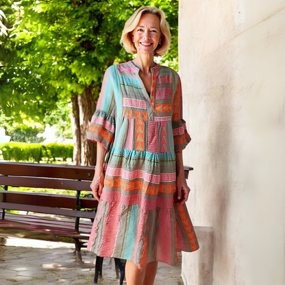 Women's Geometric Print Tiered Spring Dress