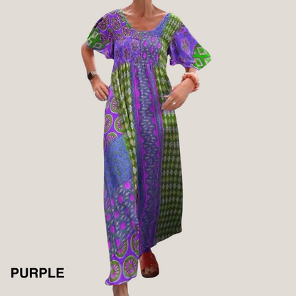 Women's Boho Maxi Dress Patchwork Design