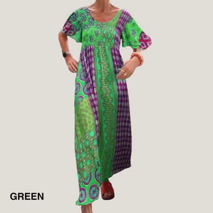 Women's Boho Maxi Dress Patchwork Design