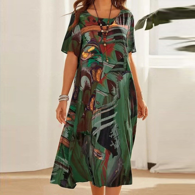 Yovi Women's Artistic Print Midi Dress