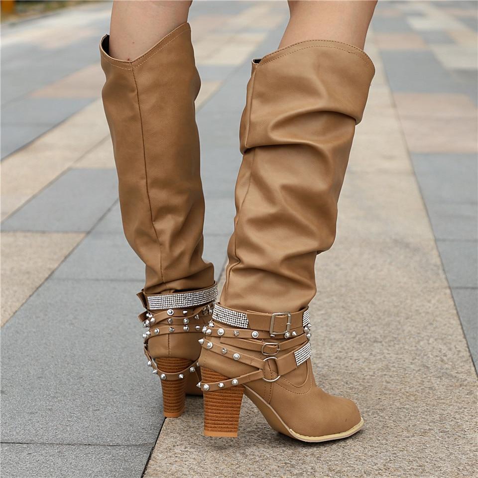 Women's Mid-Calf Boots Buckle Closure