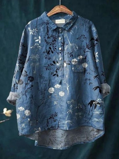 Women's Floral Print Blouse Button Front