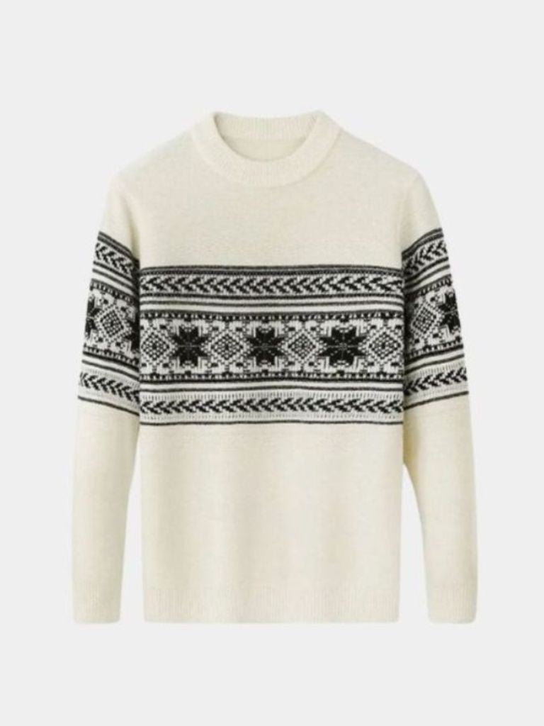 Colorful Patterned Crew Neck Sweater