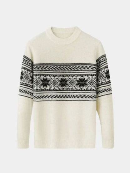 Colorful Patterned Crew Neck Sweater